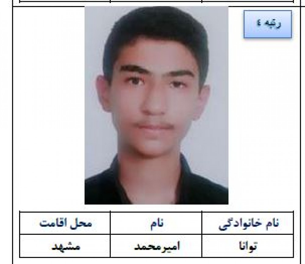 امیرمحمد توانا بدرخشید؛ رتبه چهارم کنکور ریاضی ۱۴۰۴ از مشهد